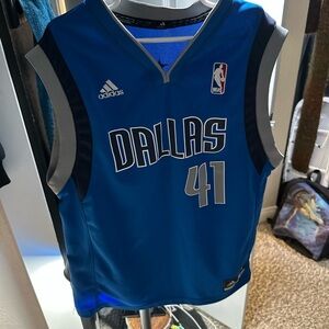 Adidas Blue and Gray Dallas Basketball Jersey
